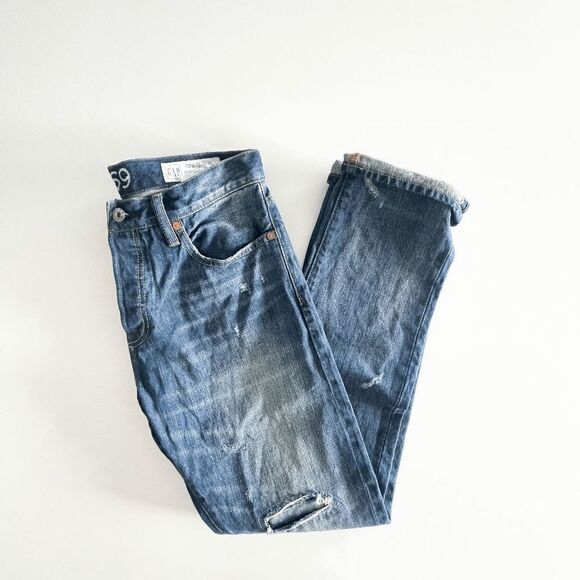 1969 GAP Mens Selvedge Jeans Slim Sashiko Patchwork Distressed Destroyed Size 31 - Picture 3 of 14